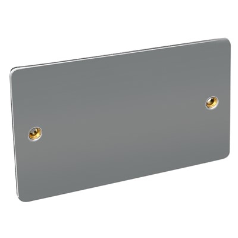 Flat Plate Blank Plate 2 Gang *Black Nickel ** - Click Image to Close
